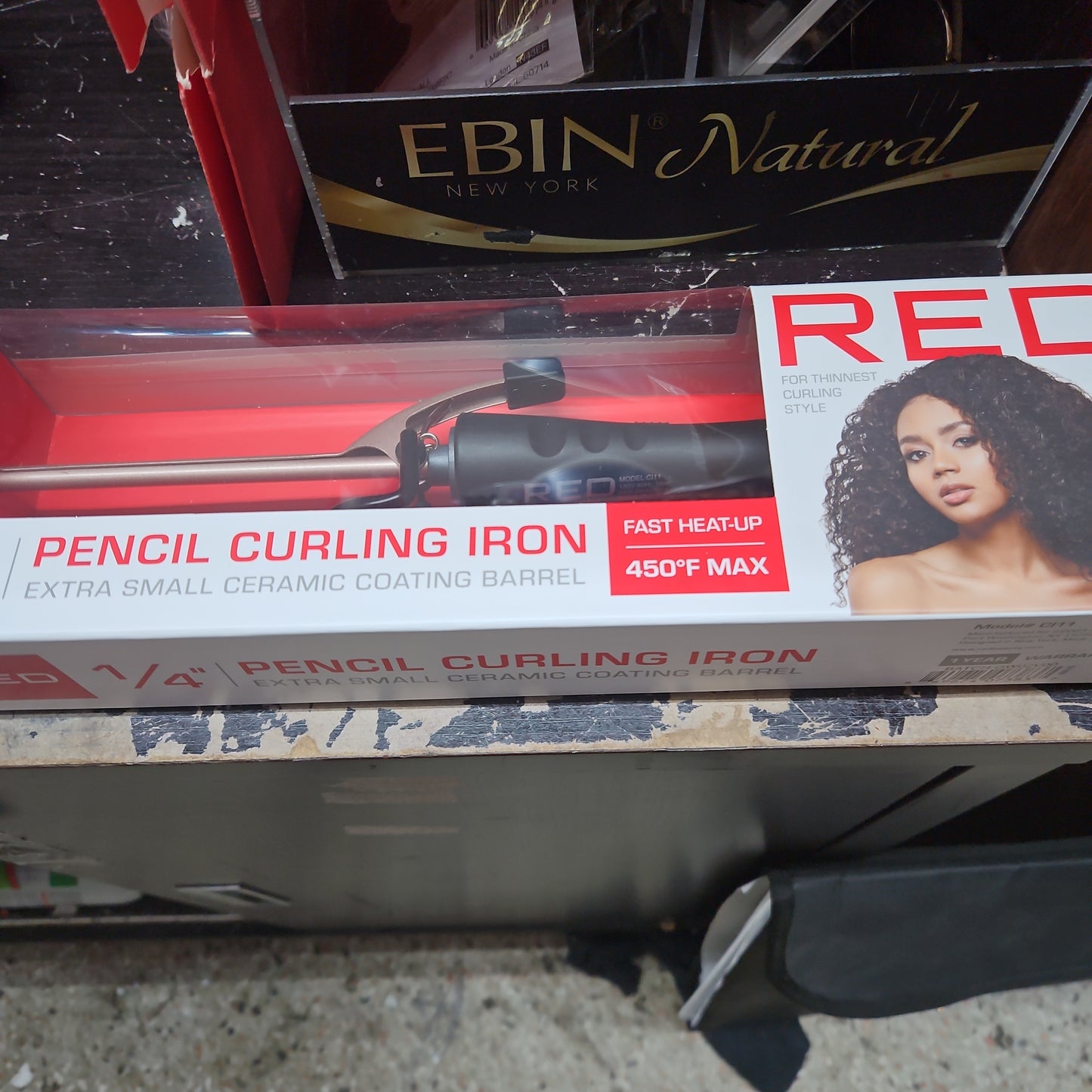 Red 1/4" pencil curling iron