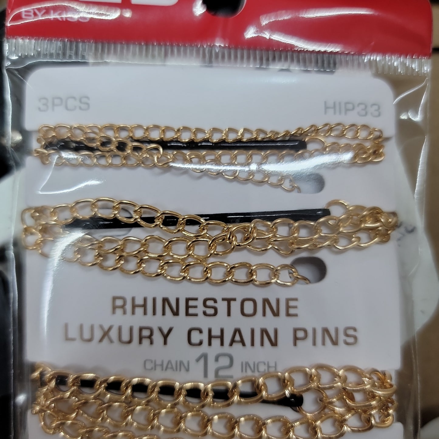 Red By Kisses Rhinestone Luxury Chain PINS Chain 12 inch 3pcs HIP33