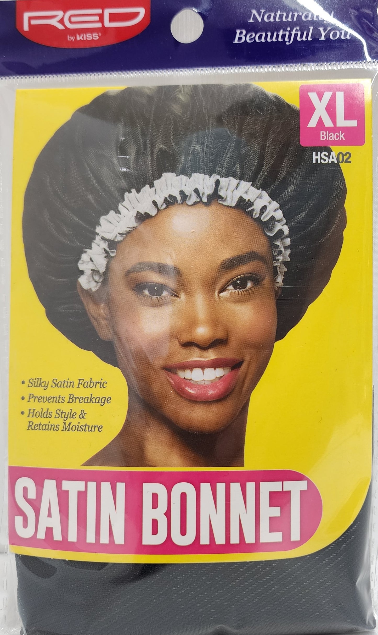 Red XL Black Satin Bonnet