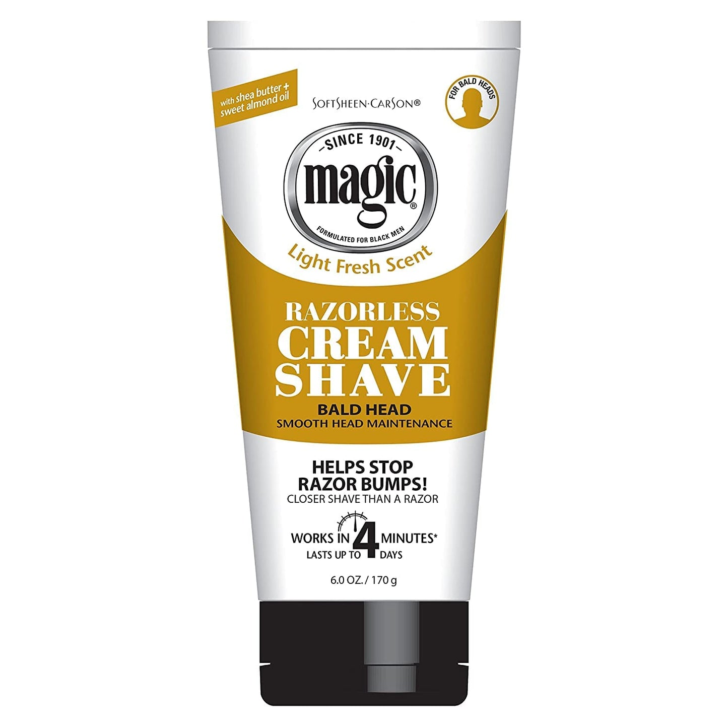 Magic light fresh scent razorless cream shave bald head 6.0oz