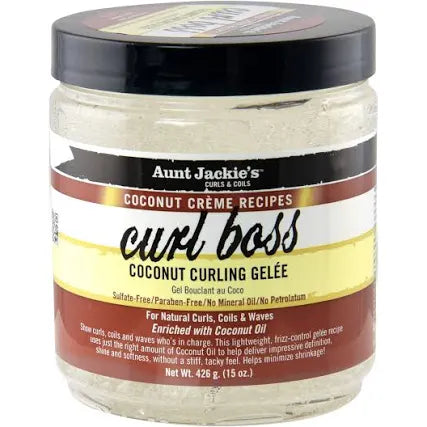 Aunt Jackie's curls & coils curl boss coconut curling gelée 15oz