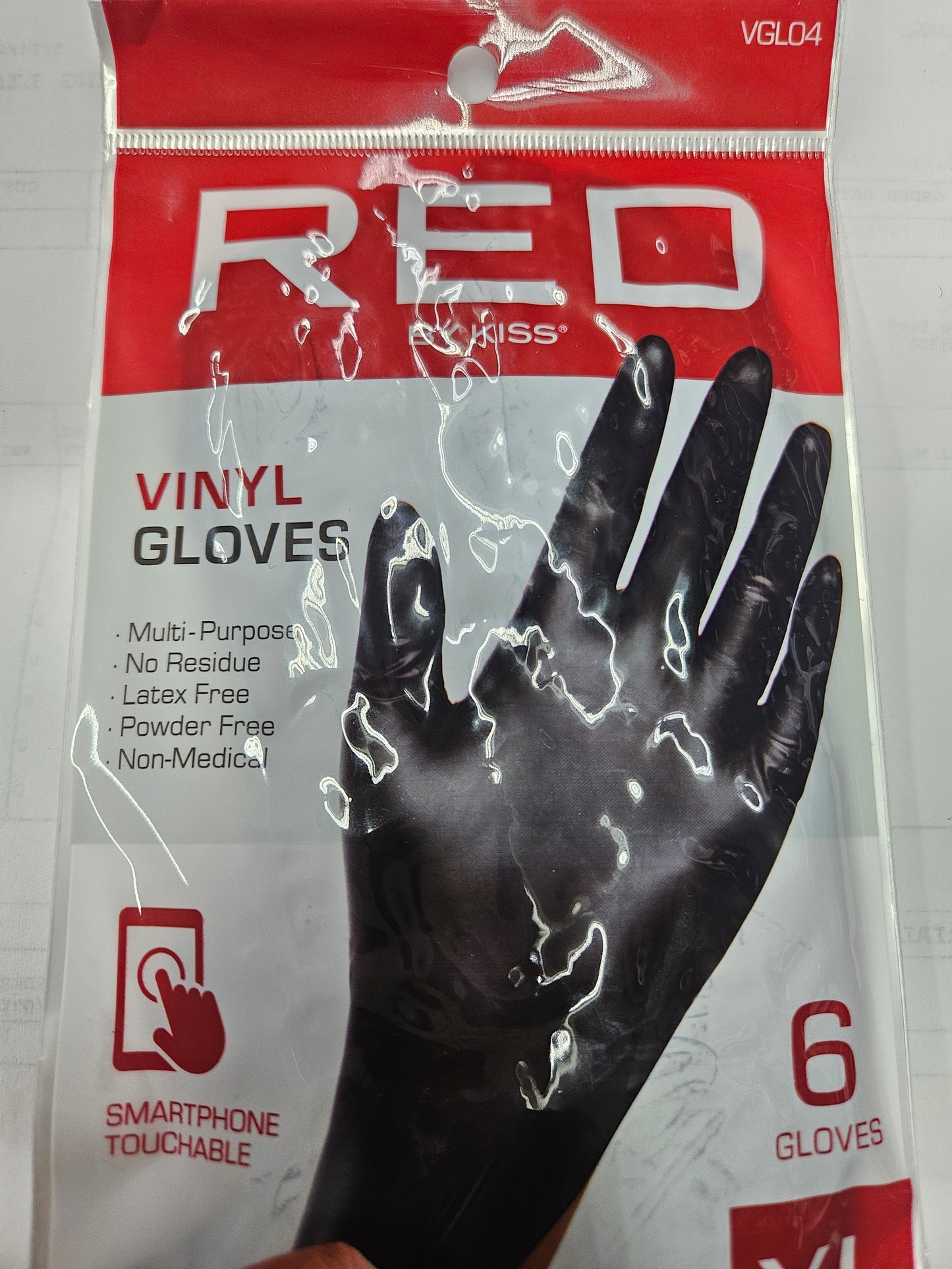 Red by kiss vinyl gloves 6pcs xl