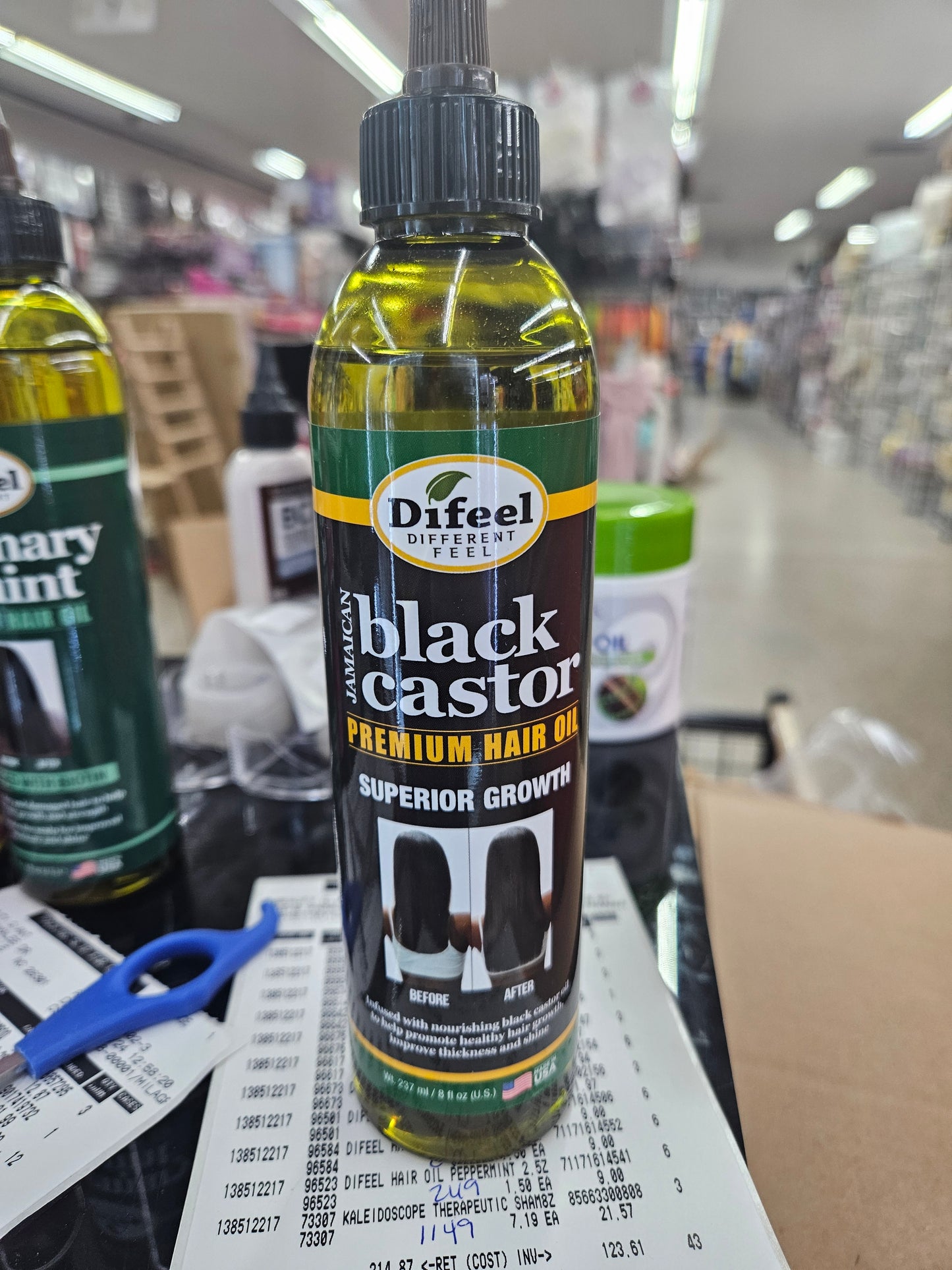 Difeel blk castor prem growth oil