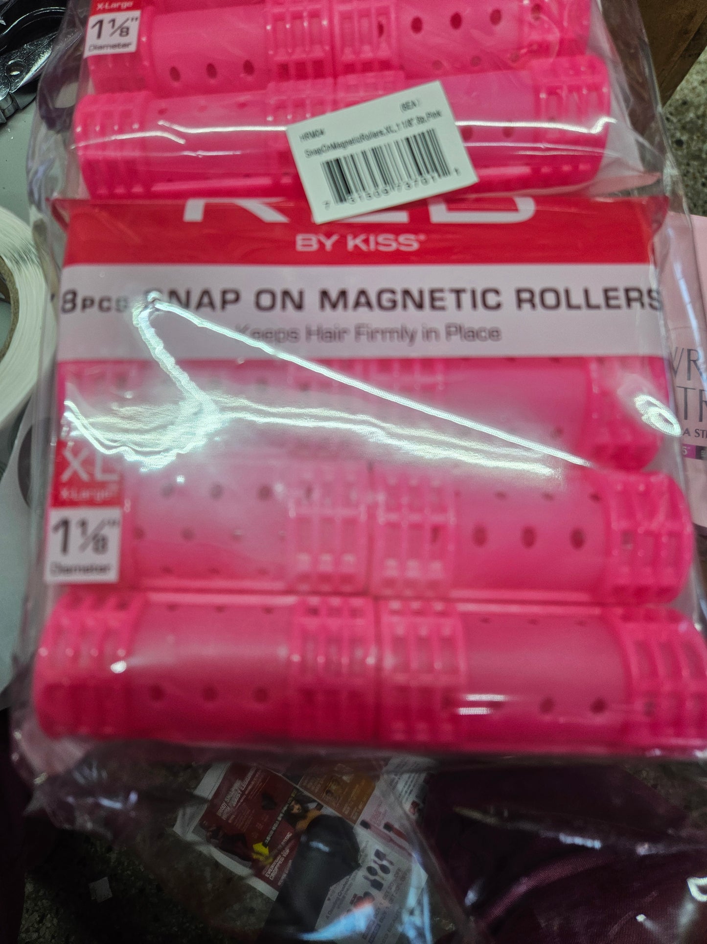 Red snap on magnetic rollers 8pcs