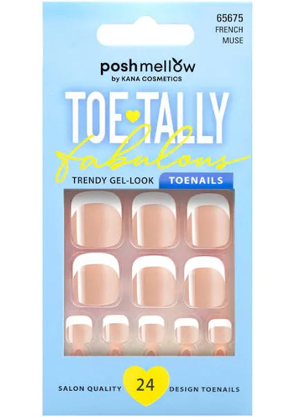 PoshMellow Toe Tally Trendy Gel Look Toe Nails French Muse 65675