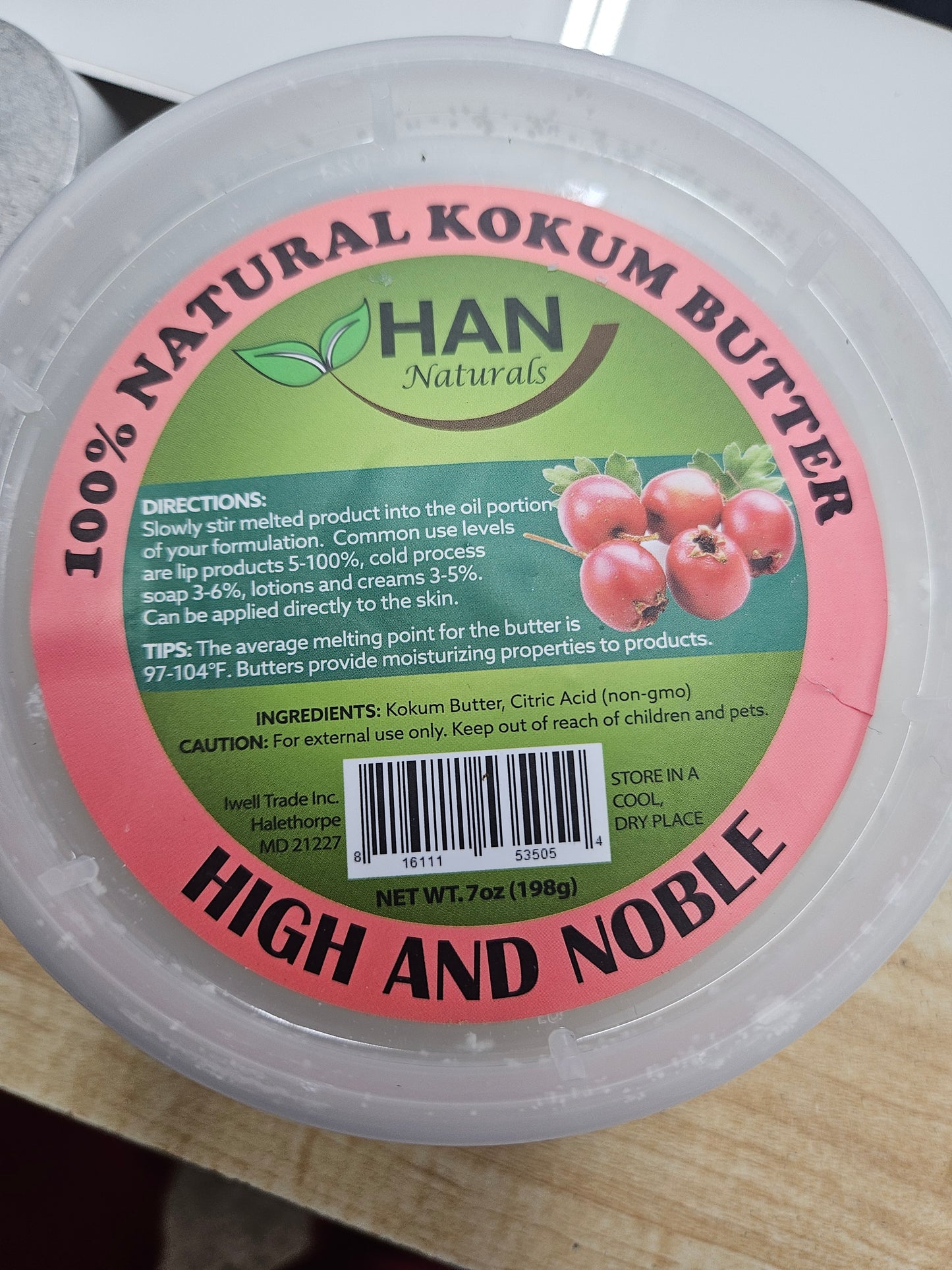 Han naturals 100% Kokum Butter 7oz