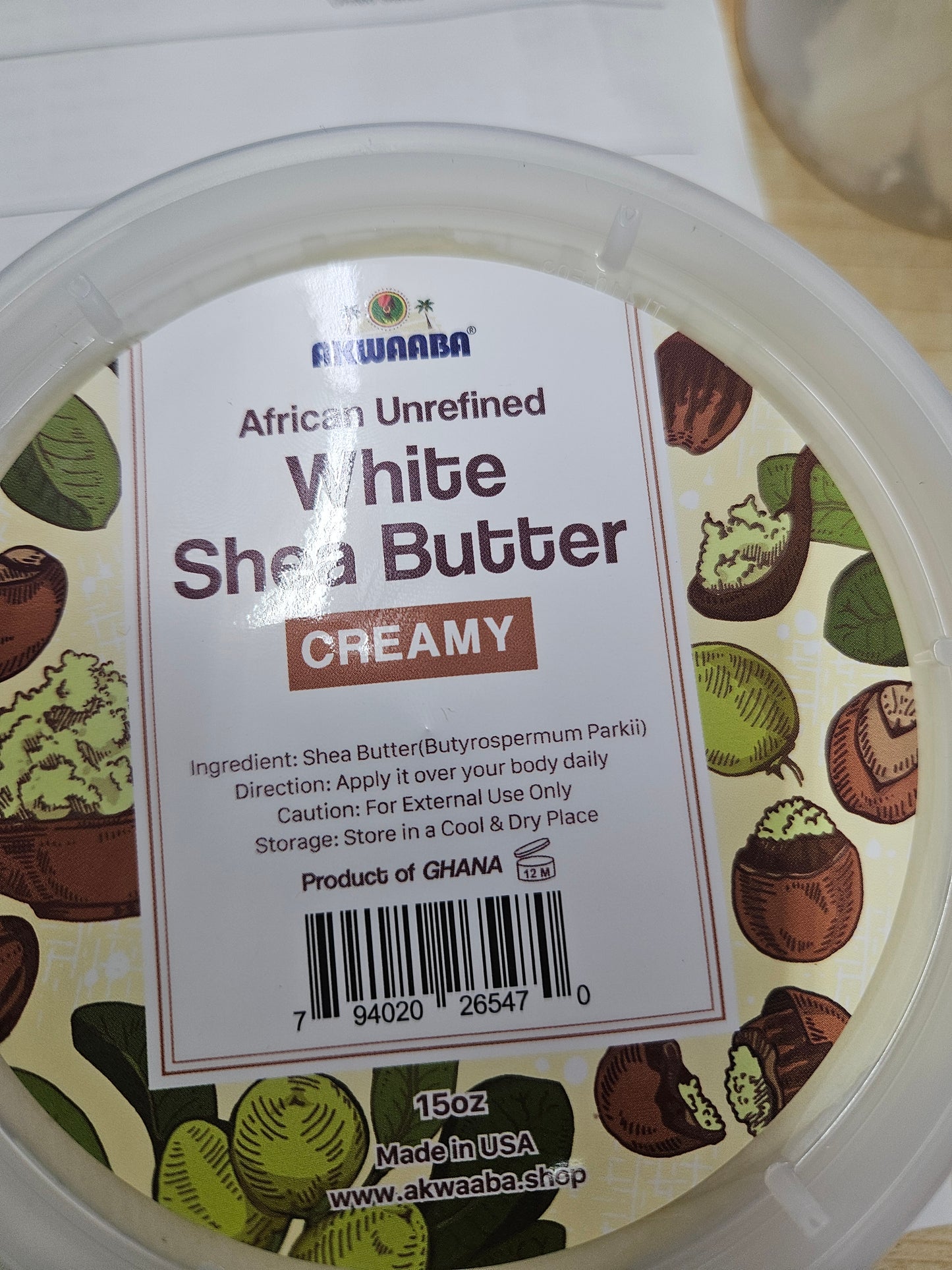 Akwaaba shea butter , white creamy 15oz