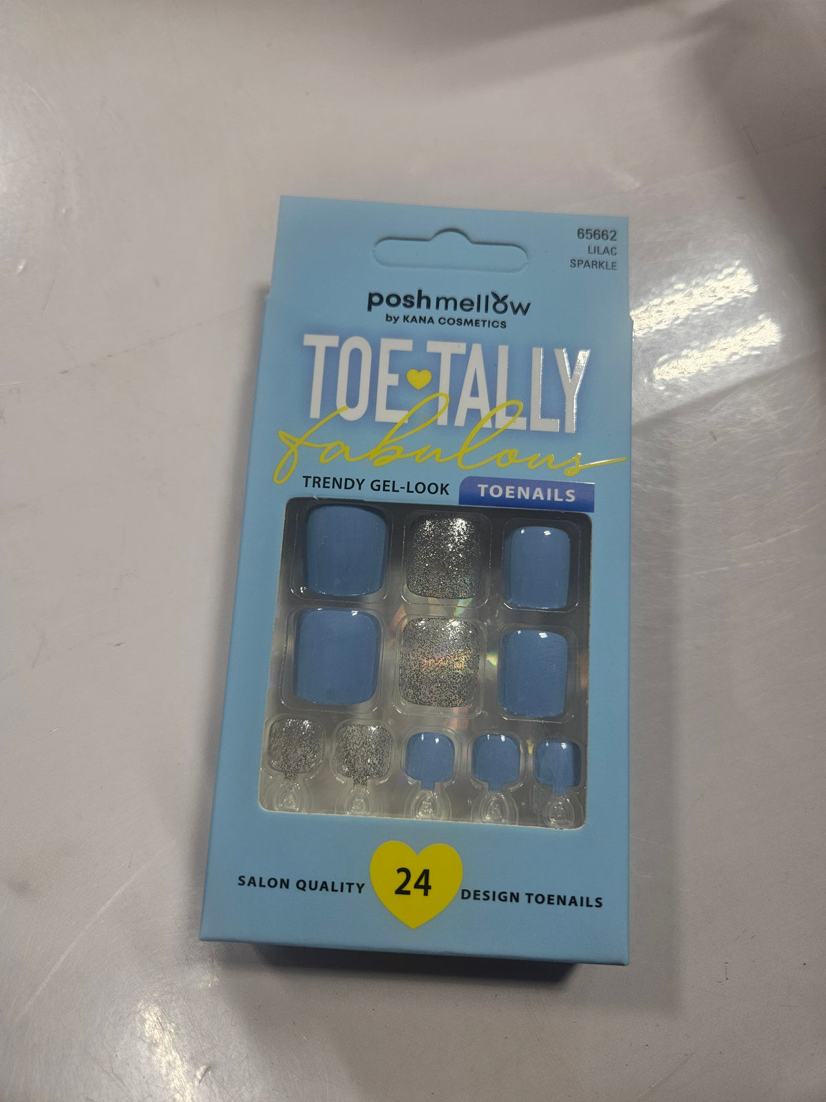 PoshMellow Toe Tally Trendy Gel Look toenails lilac sparkle 65662 by Beauty Giant