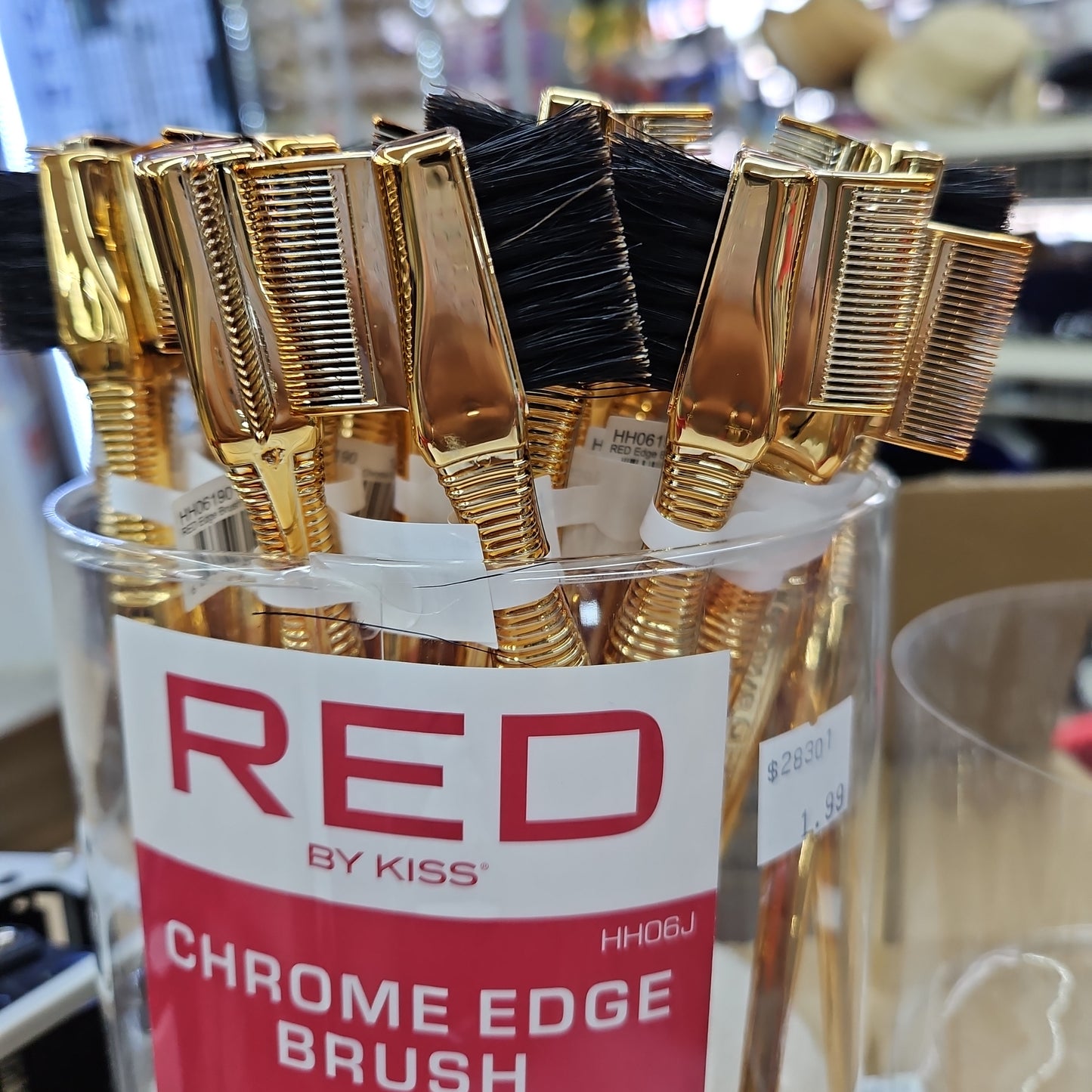 Red chrome edge brush