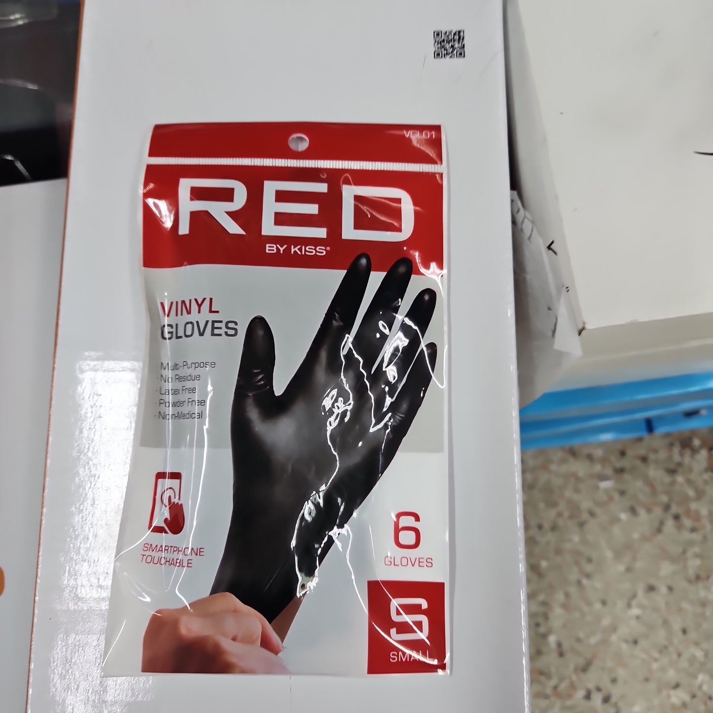 Red vinyl gloves small