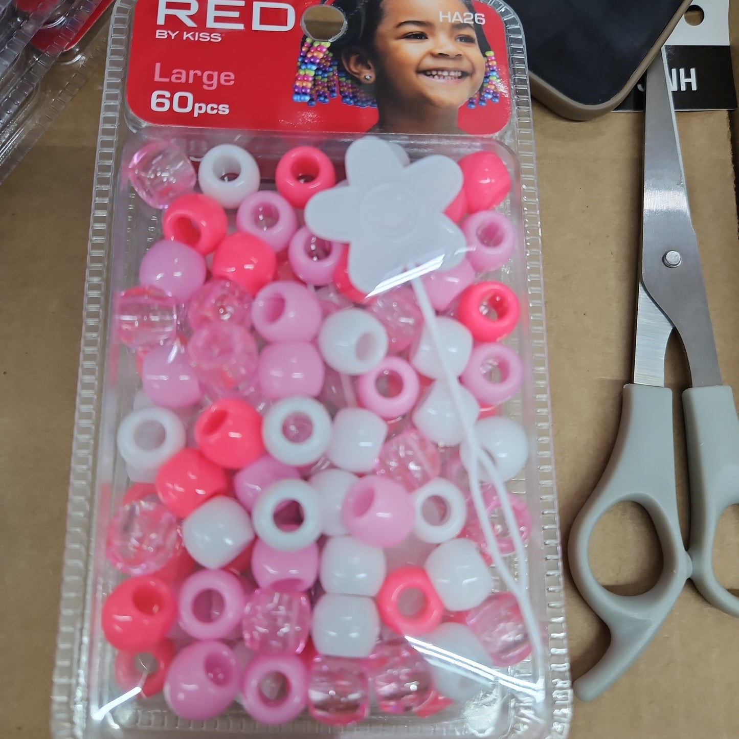 Red L hair beads