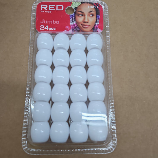 Red jumbo hair beads 24pcs