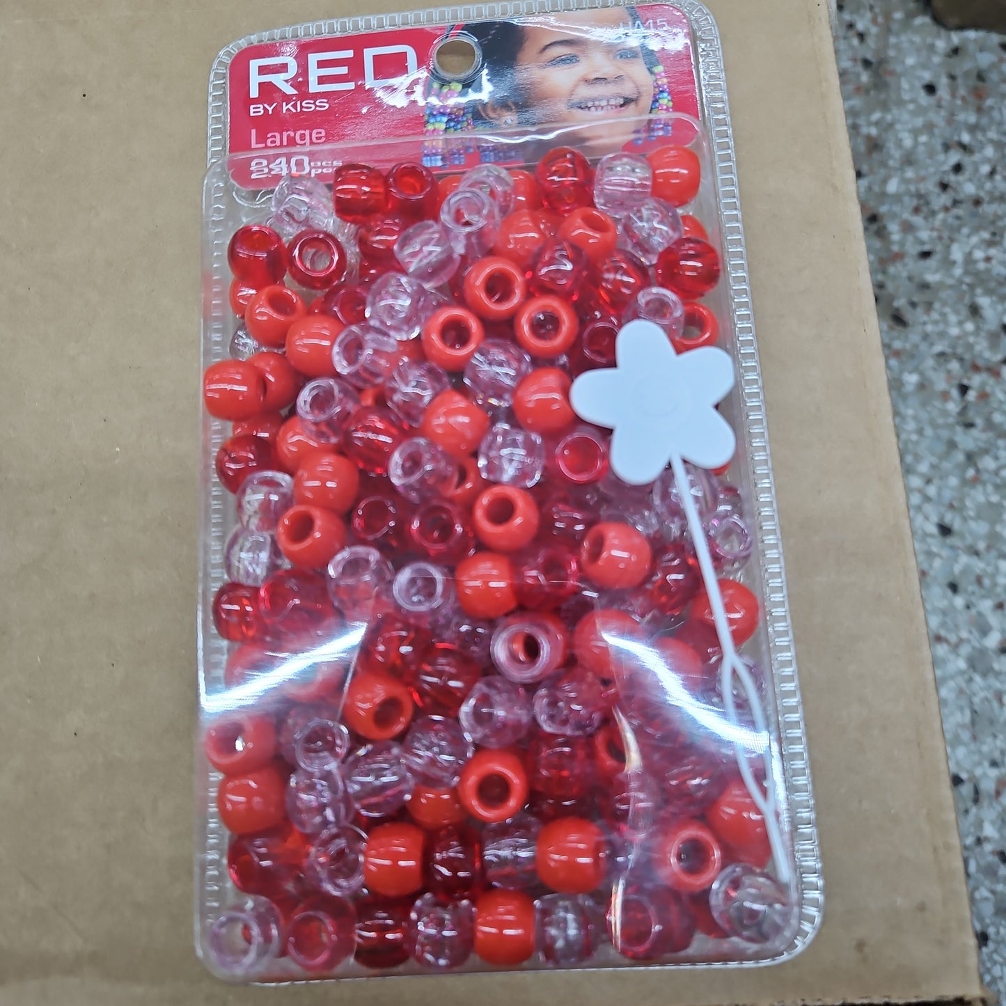 Red large hair beads 240pcs