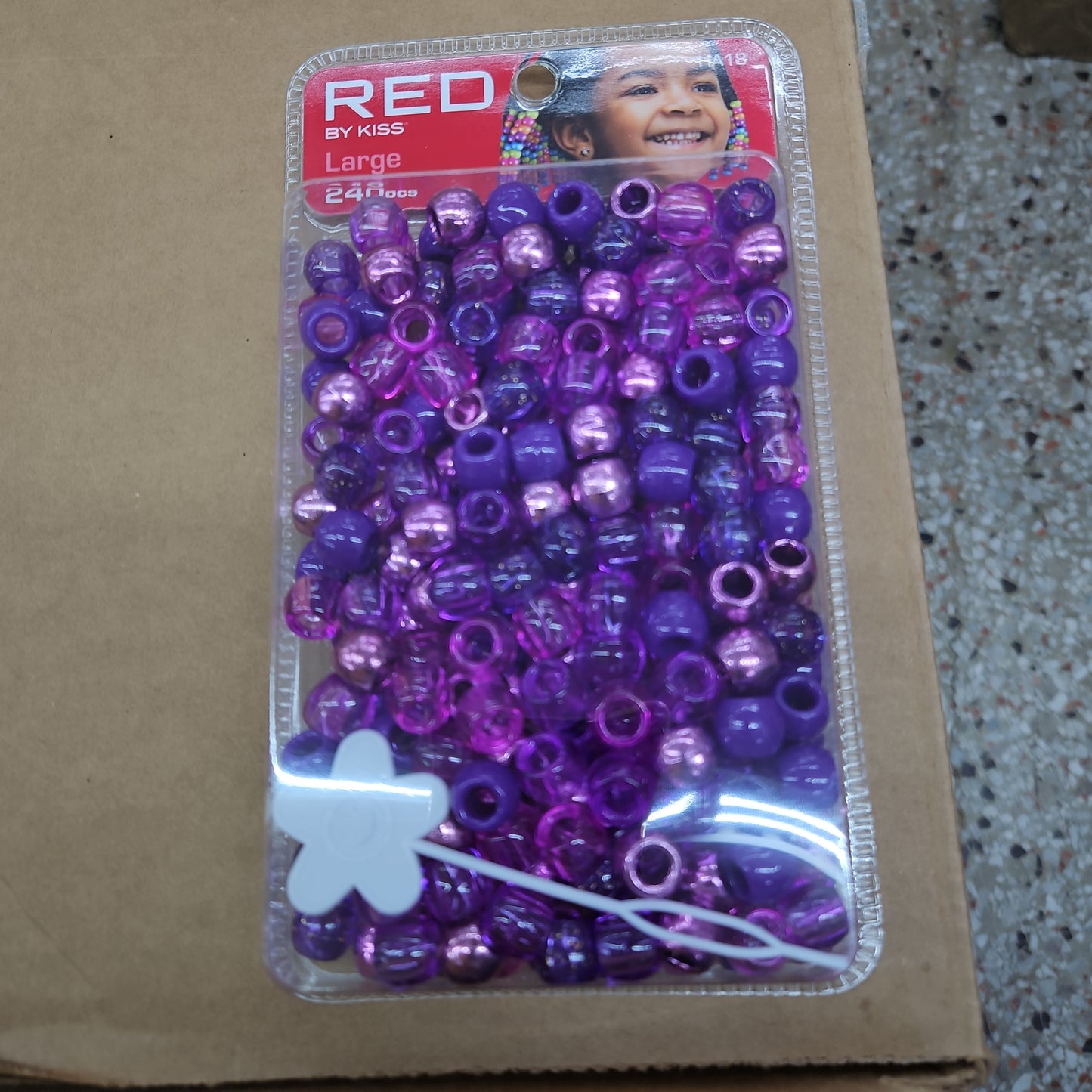 Red large hair beads 240pcs