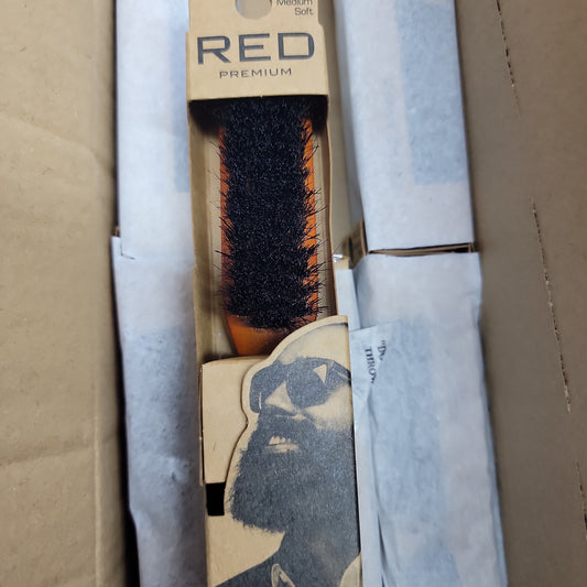 Red Premium Beard Brush Medium Soft Long BR202