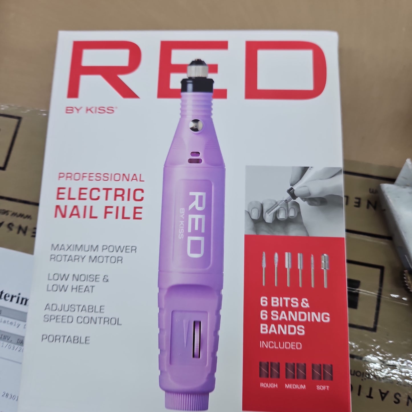 Red electric nail file