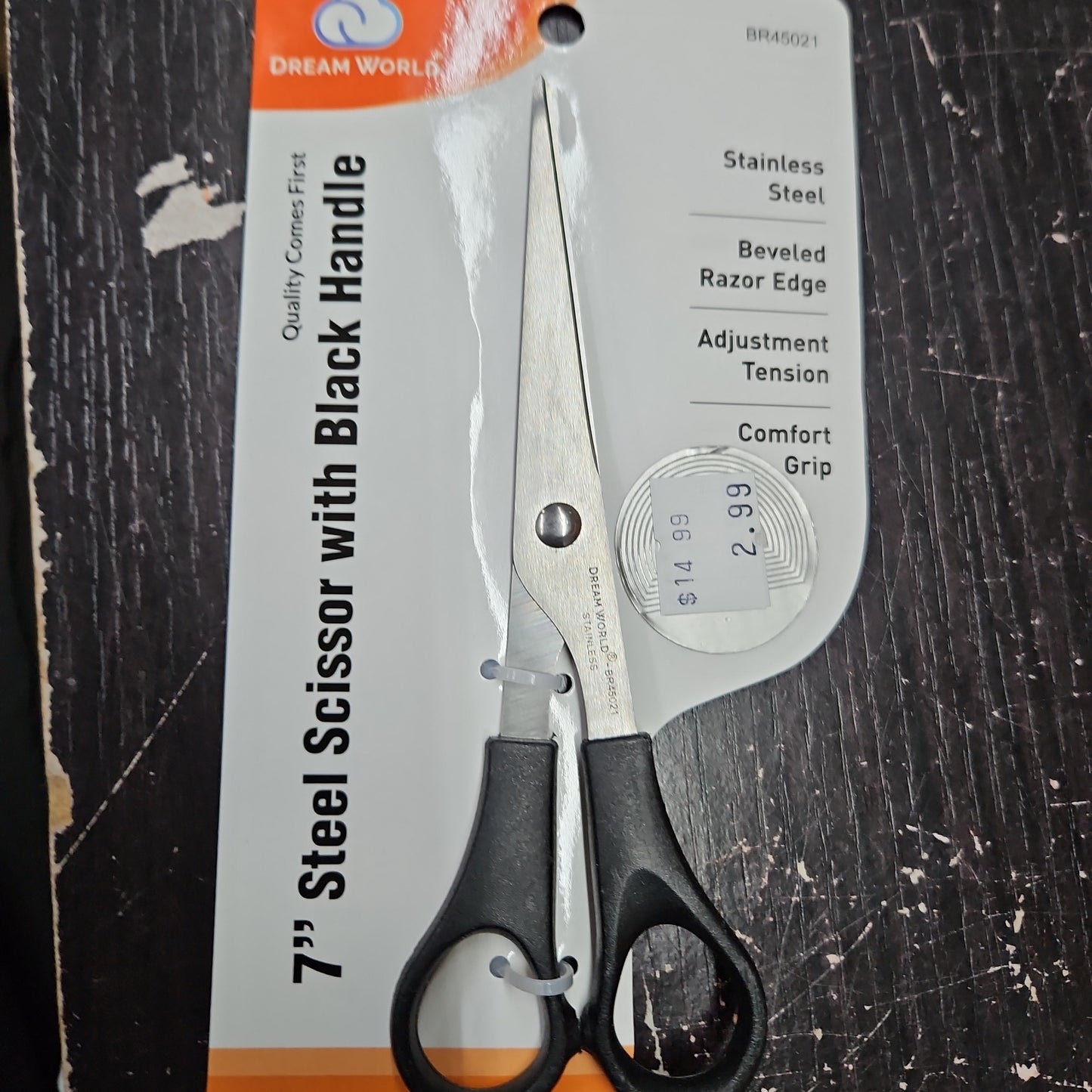 Dream 7" steel scissors w/black handle