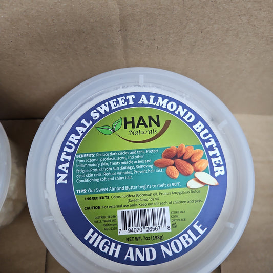 Natural sweet almond butter high and noble 7oz