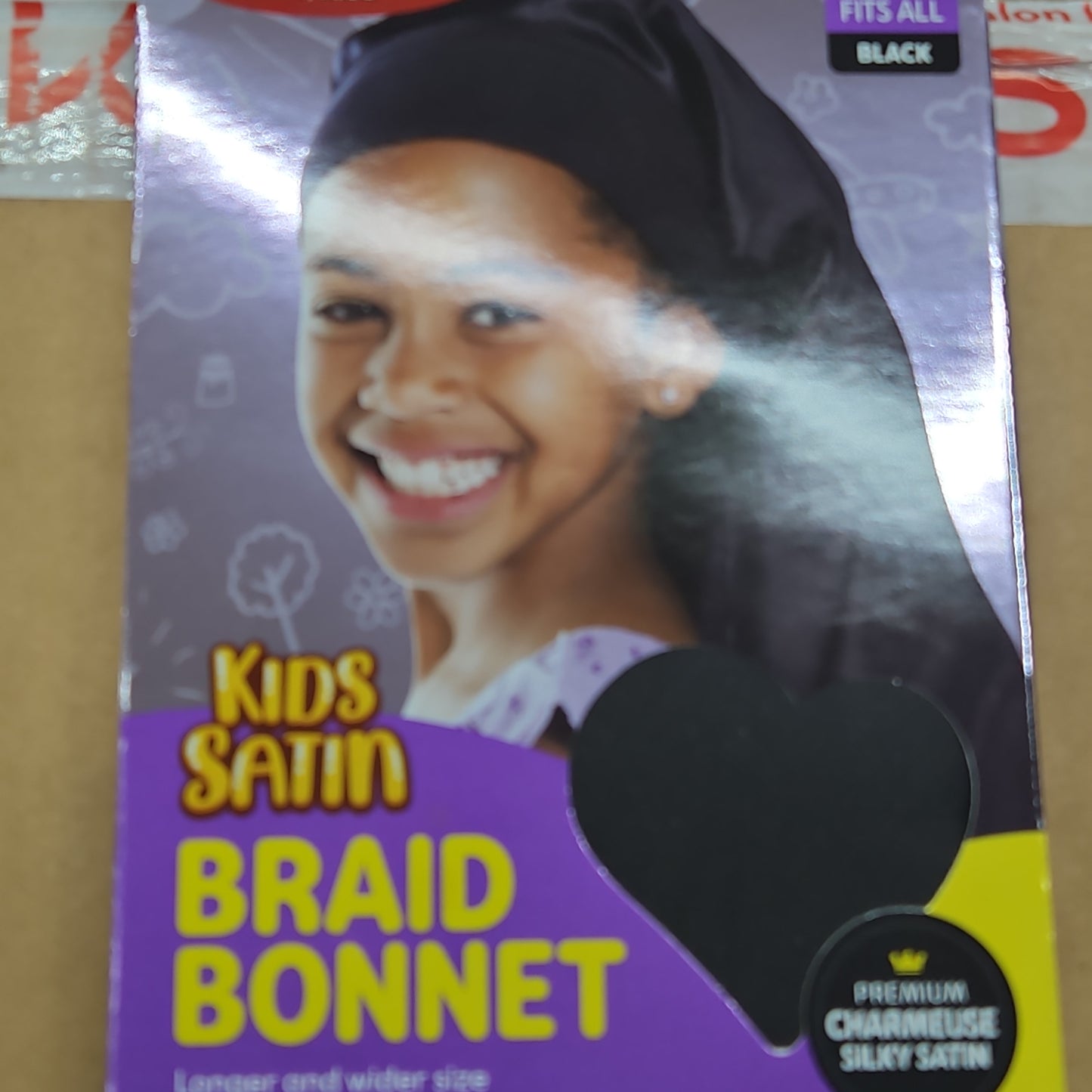 Red kids satin braid bonnet