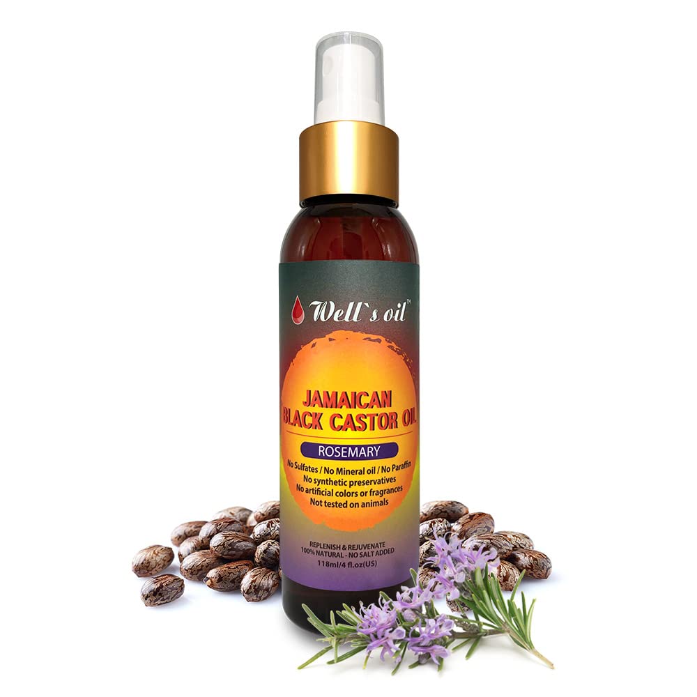 Wells Oil Jamaican Black Castor Oil with rosemary mint therapy 4oz