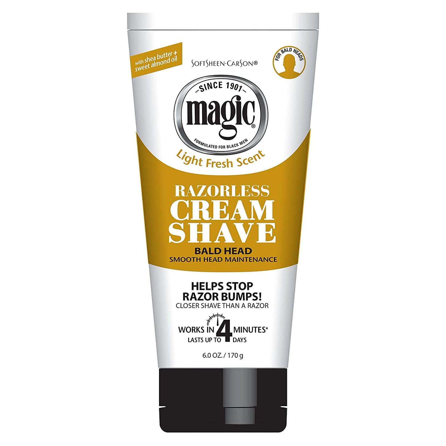 Magic  light fresh scent razorless cream shave bald head 6.0oz