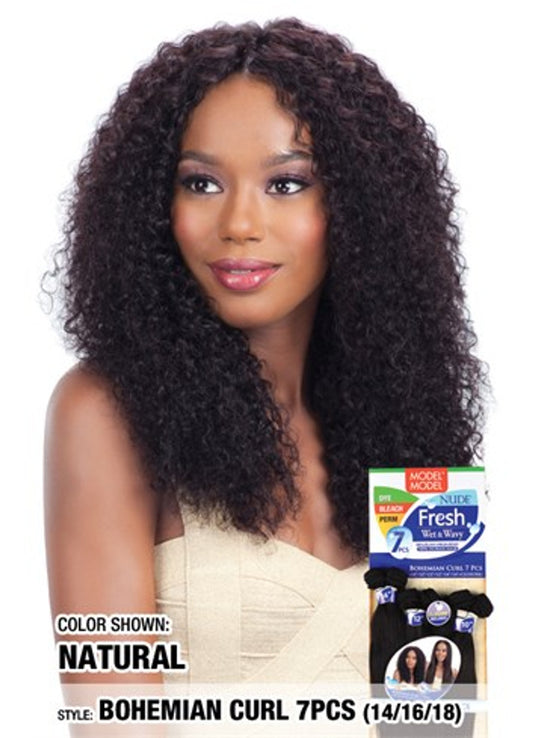 Model Model Fresh Wet & Wavy Bohemian Curl 7Pc Natural 14 16 18