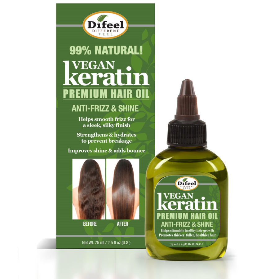 Difeel 99% Natural Blend Vegan Keratin Premium Hair Oil Anti-Frizz & Shine 2.5oz