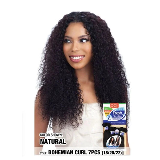 Model Model Fresh Wet & Wavy Bohemian Curl 7Pc 18 20 22 Natural