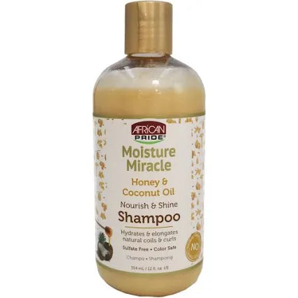 African Pride Moisture Miracle Honey and Coconut Nurishing and Shine Shampoo Family Size 16oz