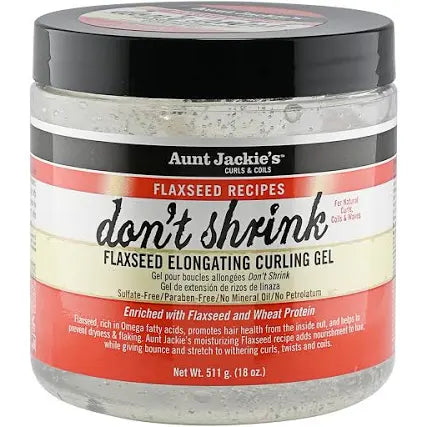 Aunt Jackie's curls & coils Dont Shrink flaxseed elongating curling gel 15oz