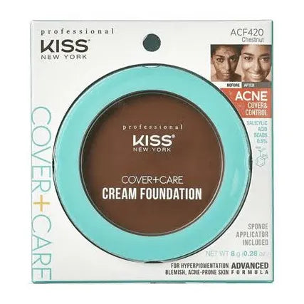 Professional Kiss New York Cover+Care Cream Foundation Chestnut ACF420 .28oz