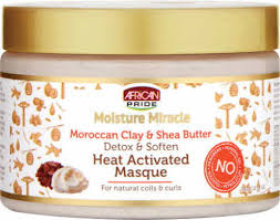 African Pride  Moroccan Clay & Shea Butter Detox & Soften Heat Activated Masque 12oz