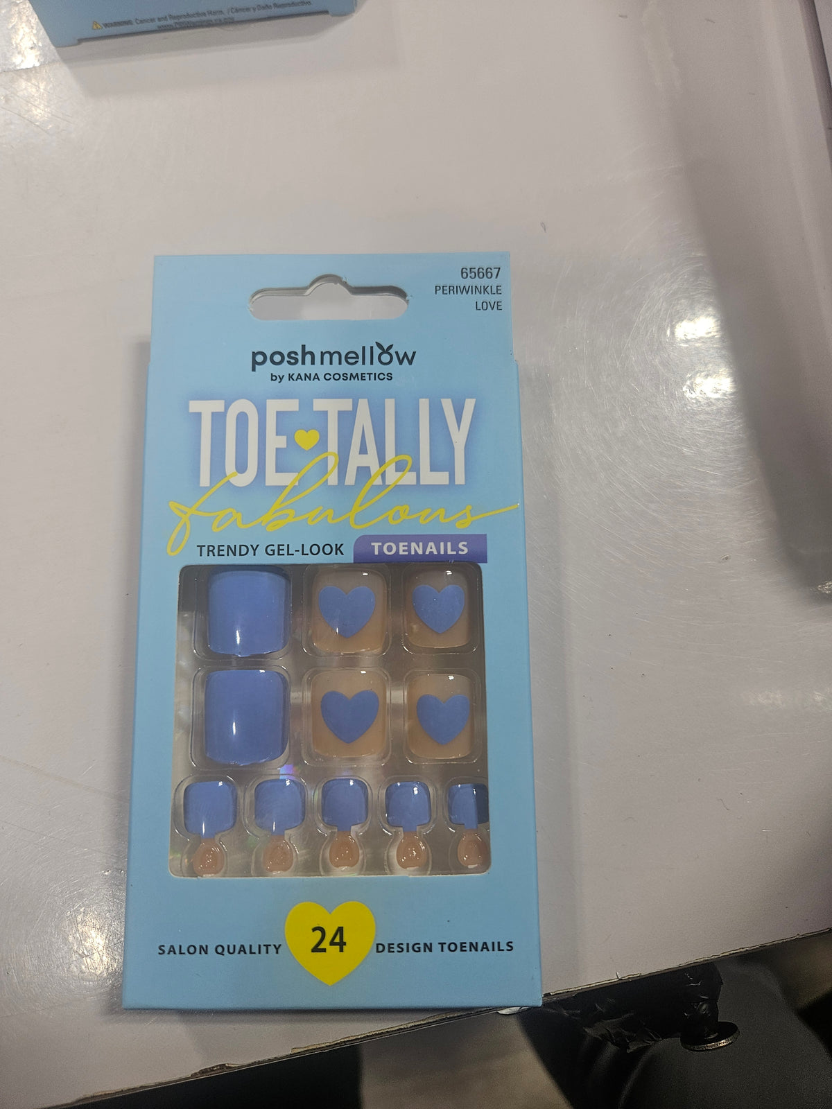 PoshMellow Toe Tally Trendy Gel Look Toe Nails Periwinkle love 65667 by Beauty Giant