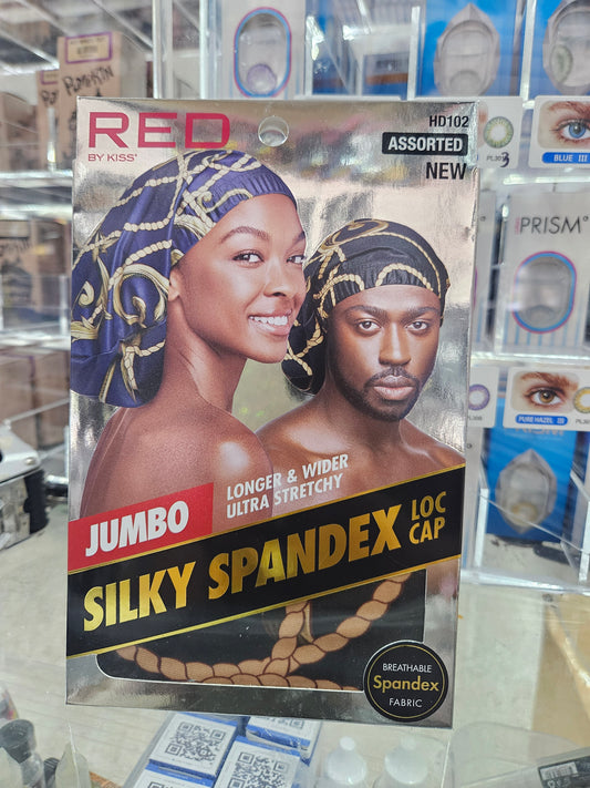 Red jumbo silky spandex loc cap