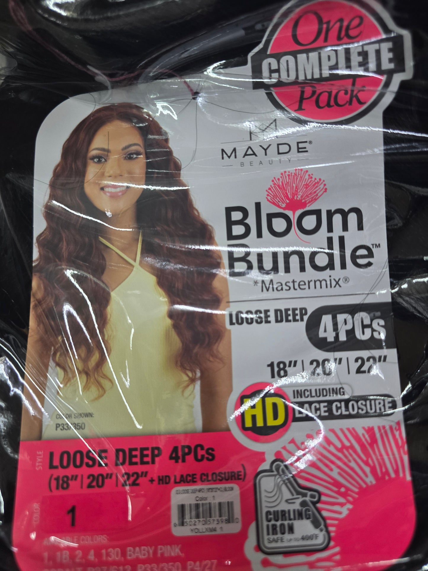 Mayde Bloom Bundle  Loose Deep 4pc 18"/20"/22"+ HD Closure