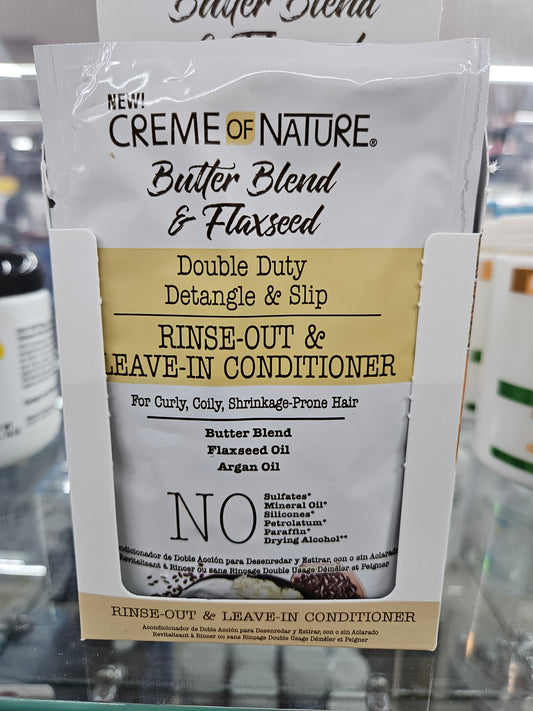 Creme of nature butter blend double duty rinse out cond.