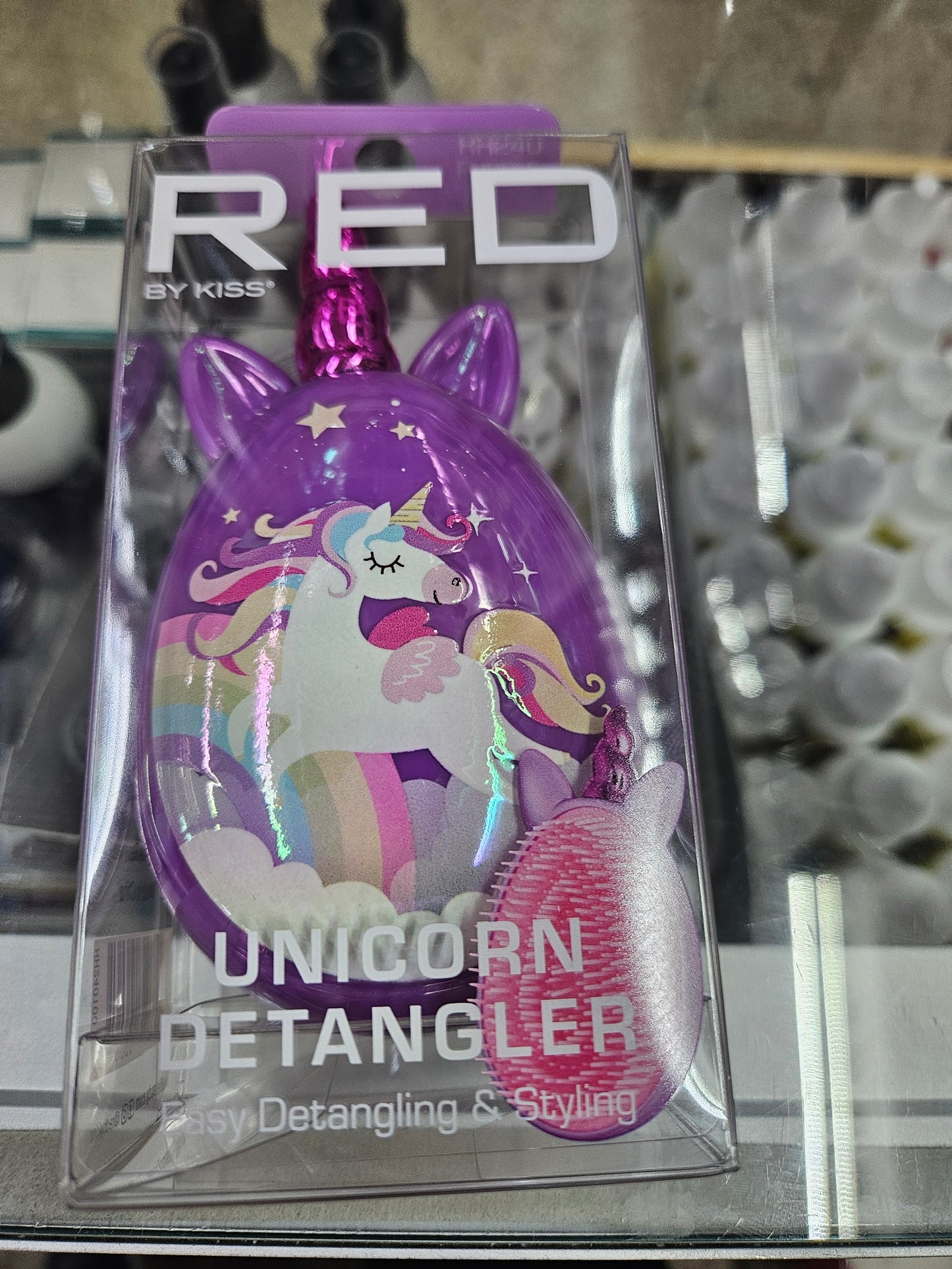 Red Unicorn oval deatangler brush