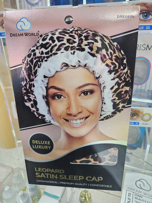 Dream leopard satin sleep cap