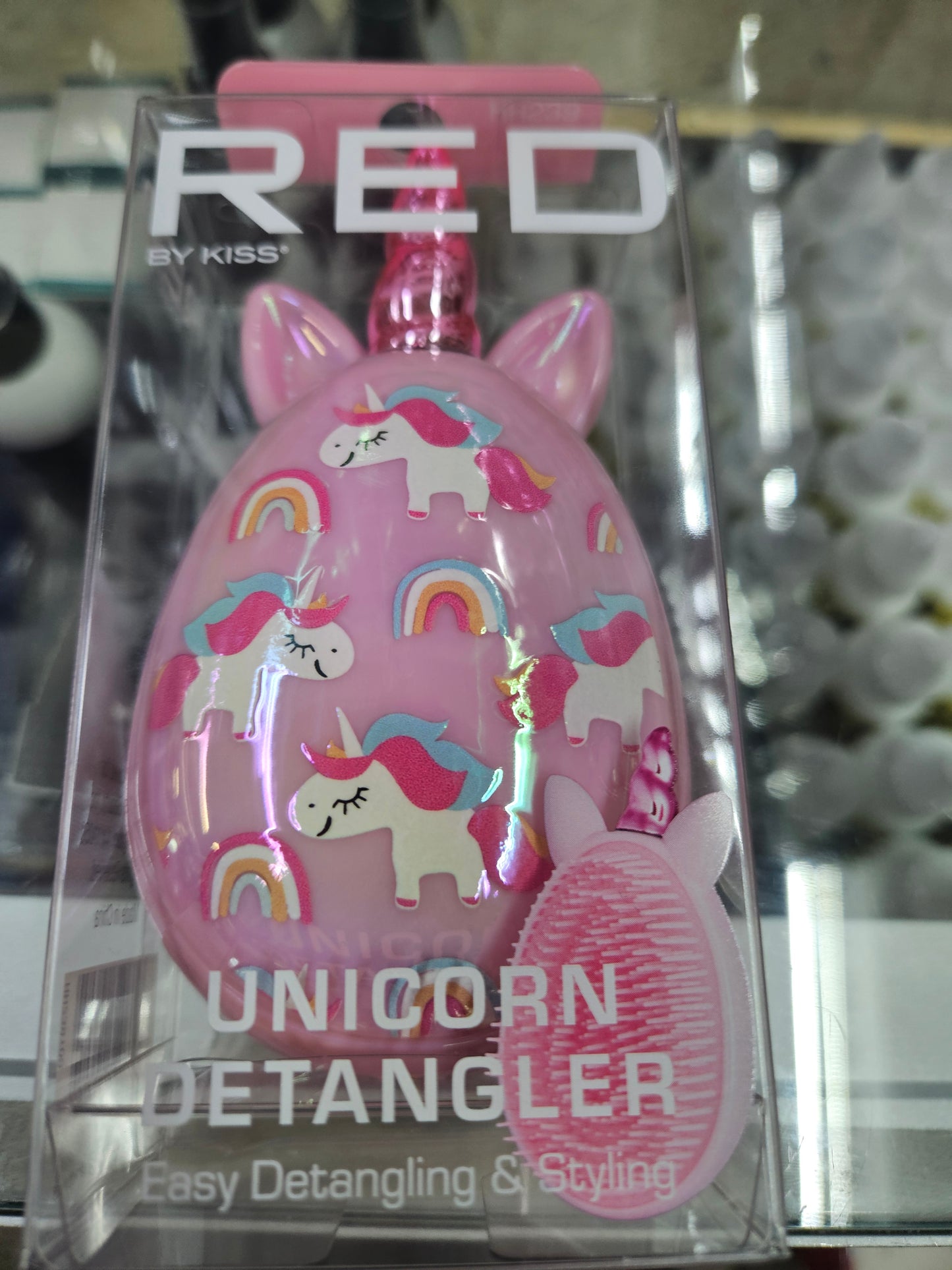 Red Unicorn oval deatangler brush