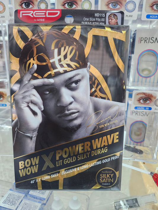 Red power wave lit silky durag