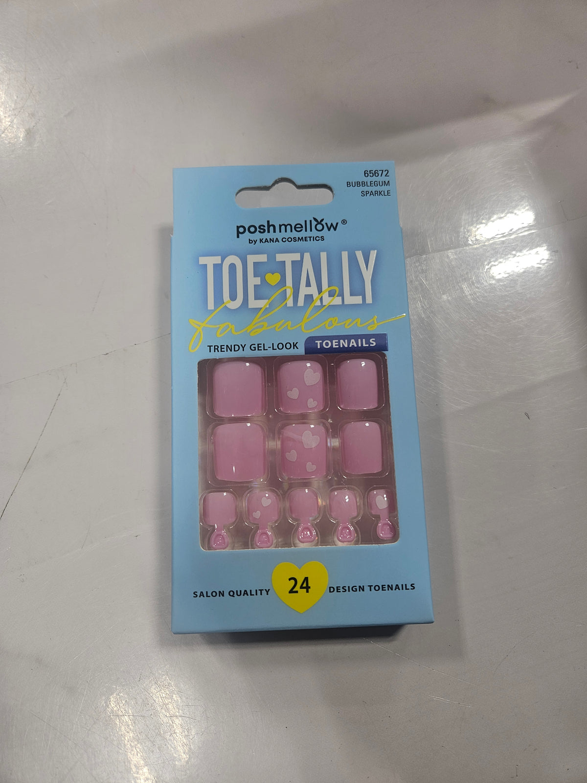 PoshMellow Toe Tally Trendy Gel Look toenails Bubblegumsparkle 65572 by Beauty Giant