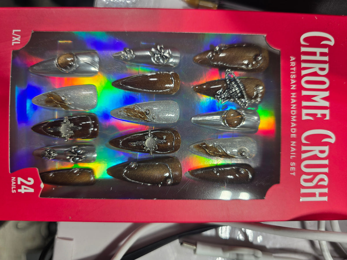 PoshMellow Chrome Crush Artisan Handmade Nails Set by Beauty Giant