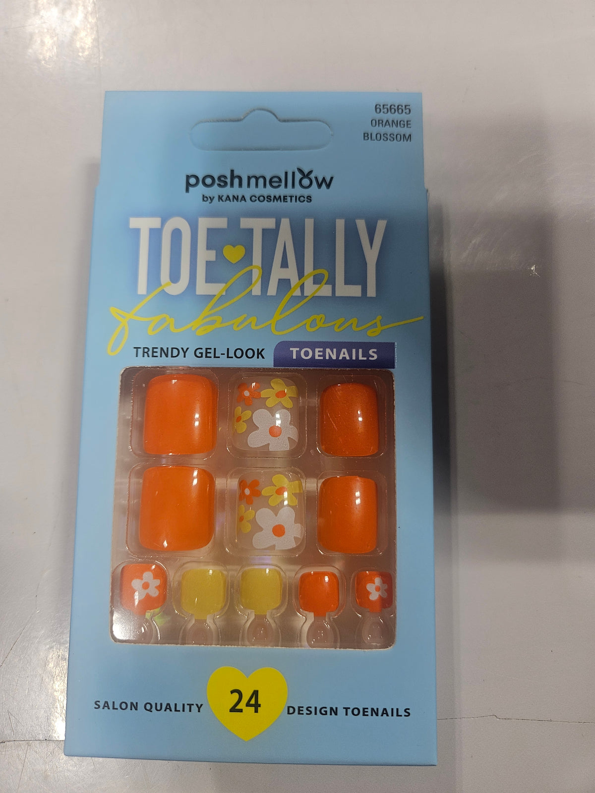 PoshMellow Toe Tally Trendy Gel Look toenails Orange Blossom 65665 by Beauty Giant
