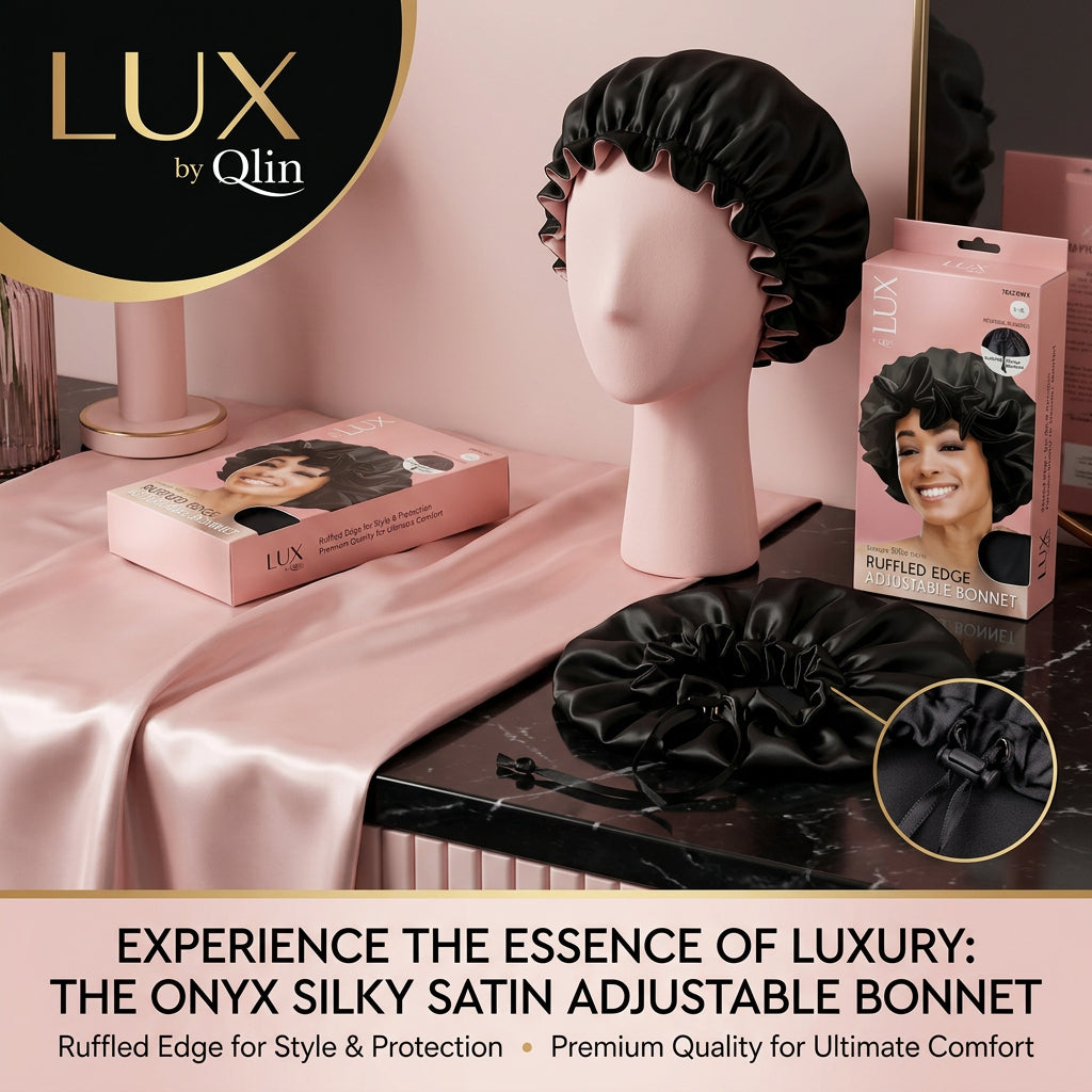 LUX by Qfitt ruffled edge adjustable bonnet by Beauty Giant