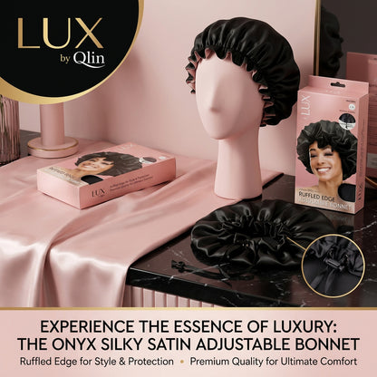 LUX by Qfitt ruffled edge adjustable bonnet by Beauty Giant