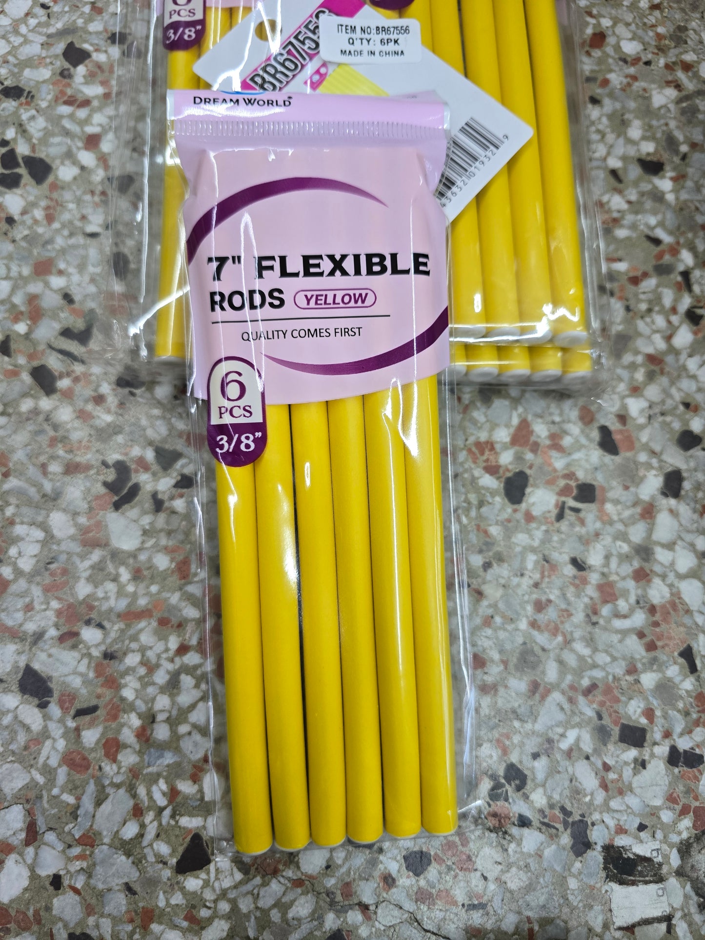 Dream World 7" Flexible Rods Yellow 6pc 3/8" BR67556