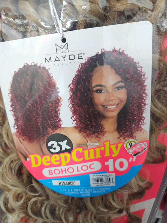 3x Deep curly boho loc 10"
