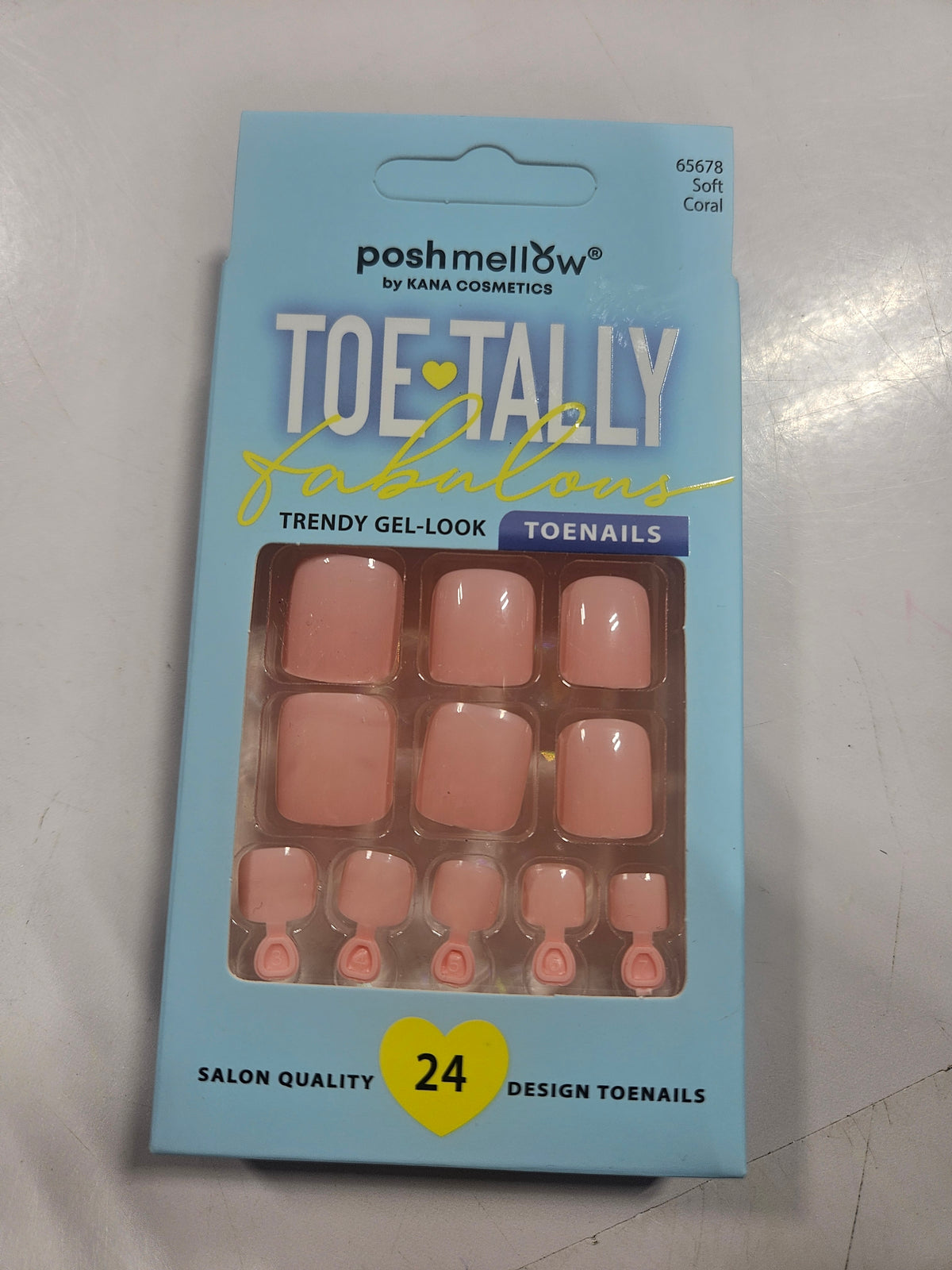 PoshMellow Toe Tally Trendy Gel Look toenails Soft Coral 65678 by Beauty Giant