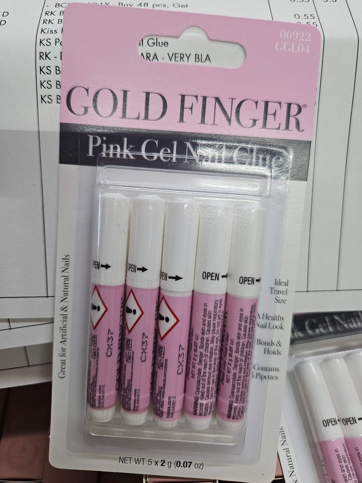 Gold finger pink gel nail glue