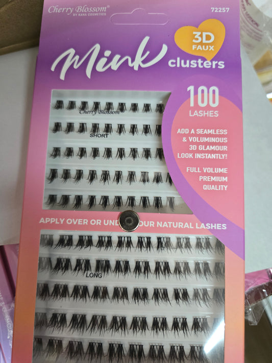 Cherry Blossom Mink 3D  Clusters 100 Lashes 72257